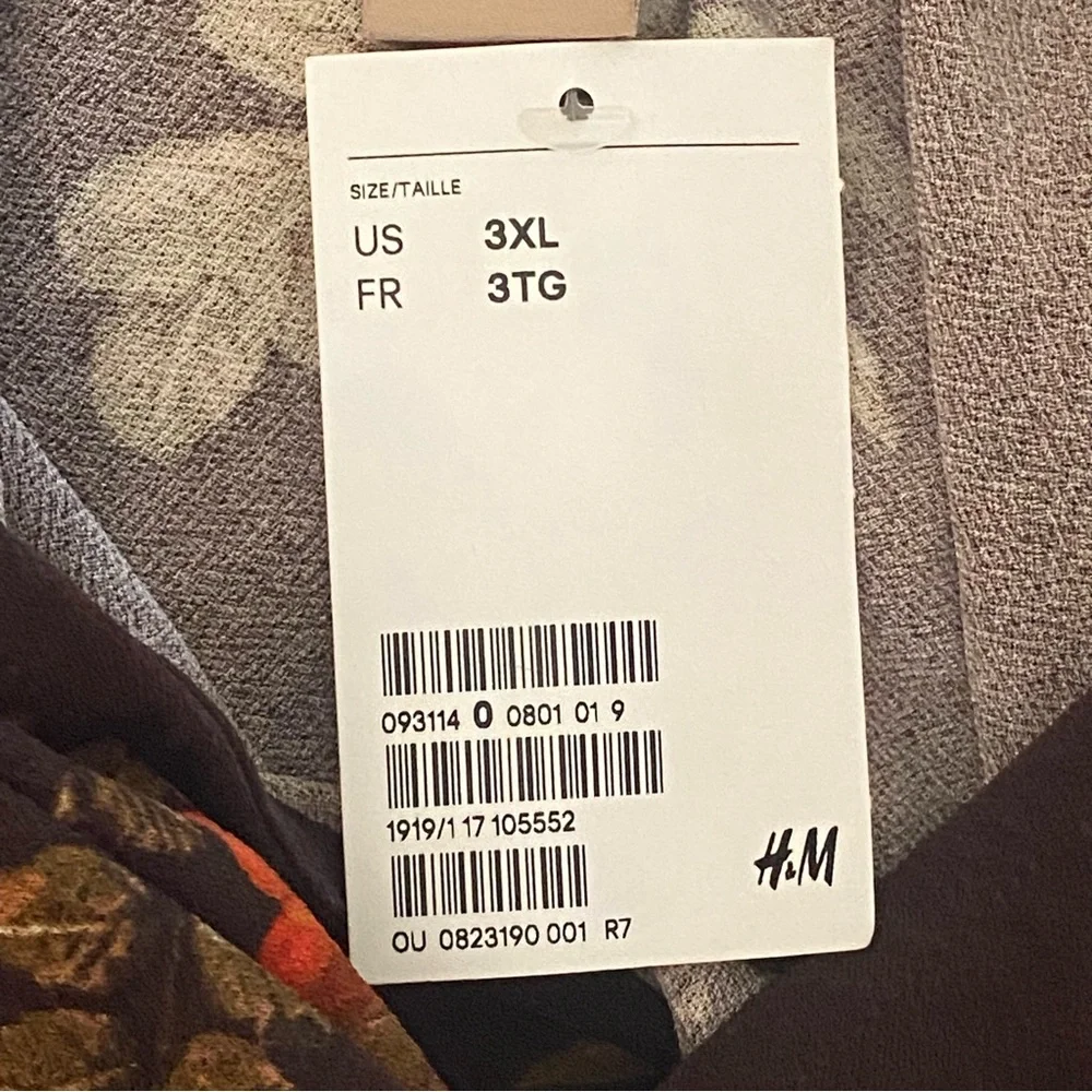 H&M Womens Long Sleeve Brown Red Floral Dress Size 3XL NWT Ruching Bodycon - Picture 11 of 13